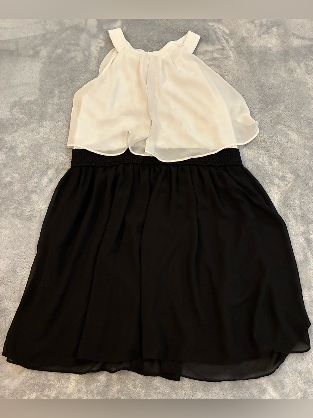 Girls Youth By & By Brand Chiffon Twotone Sleeveless Dress Black/White Size 16.5